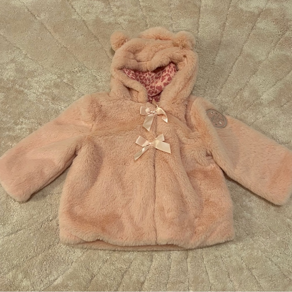 Jessica Simpson faux fur pink coat